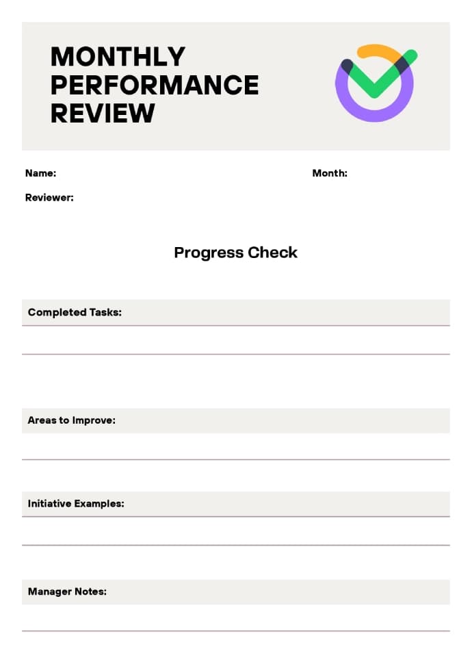 Monthly Performance Review Template